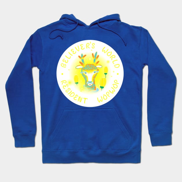 No Texture With Text Pure Bright Colors Version - Believer's World Resident Wopwop 2 Hoodie by Believer's World The Other World The Eternal World